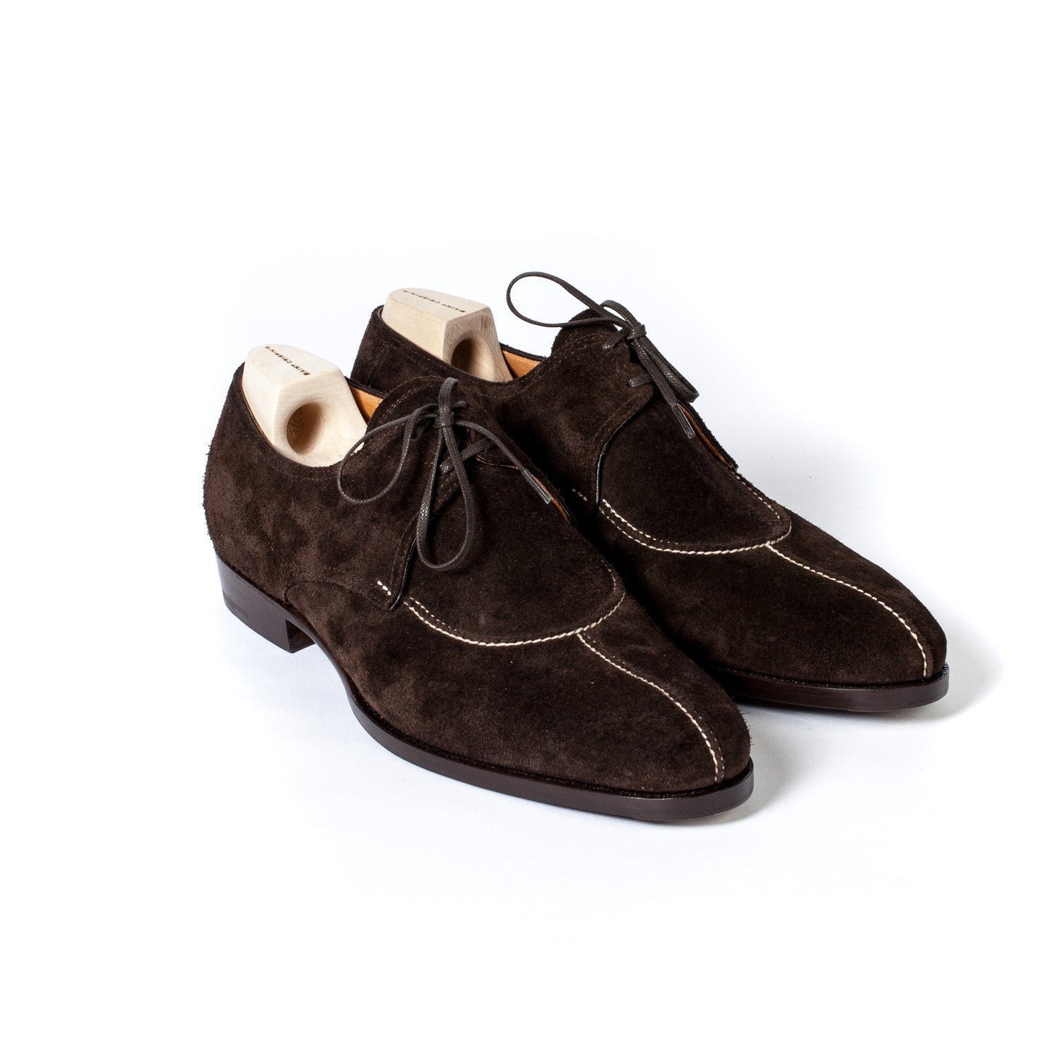 Derby "French Norwegian" made of Dark Brown Suede - purely handmade